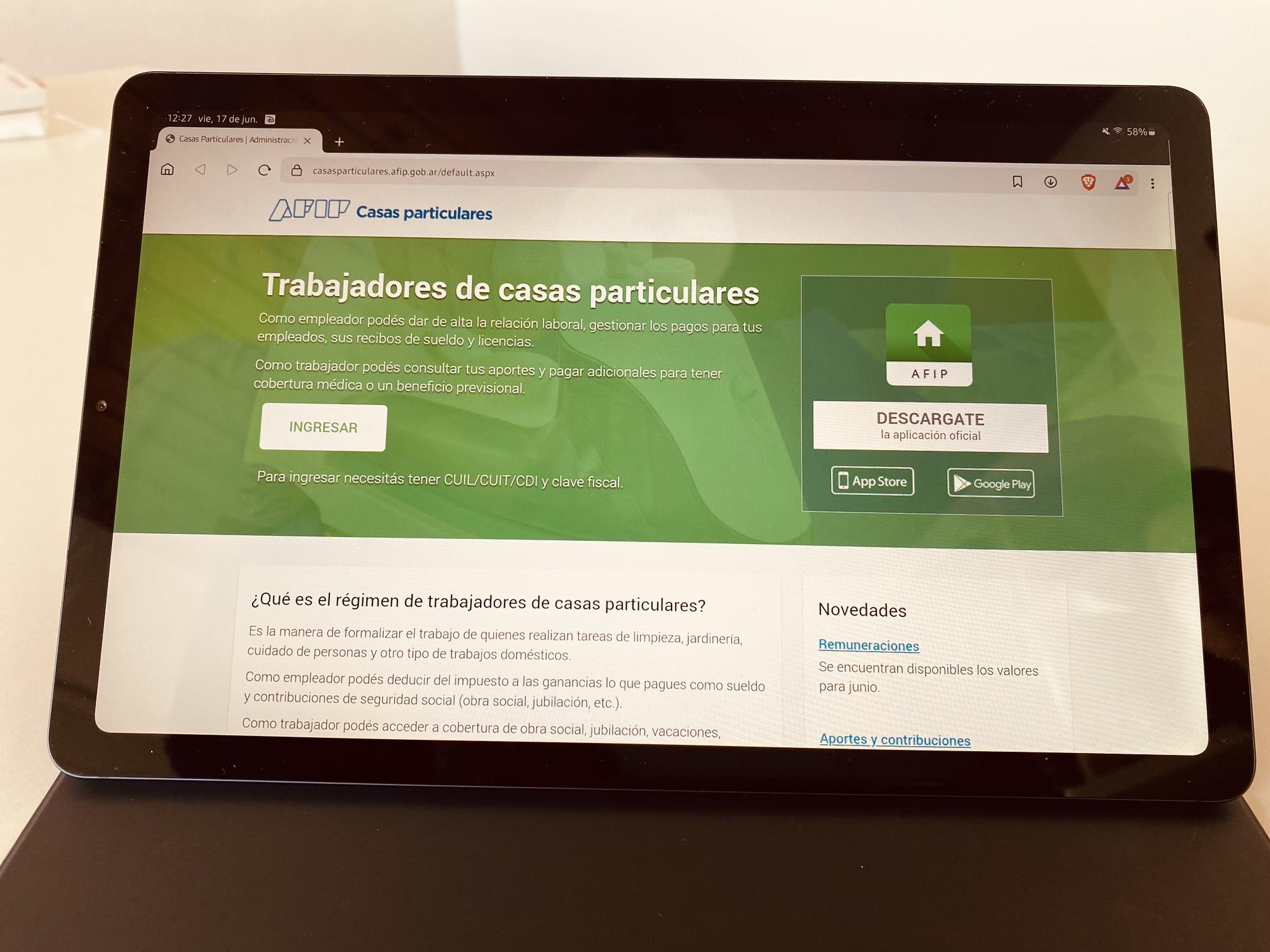 Recibo electrónico personal de casas particulares